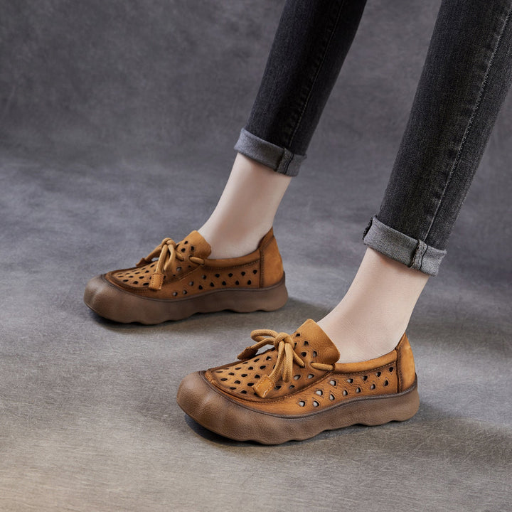 Women's Leather Slip-on Flats — Summer Cutout Style