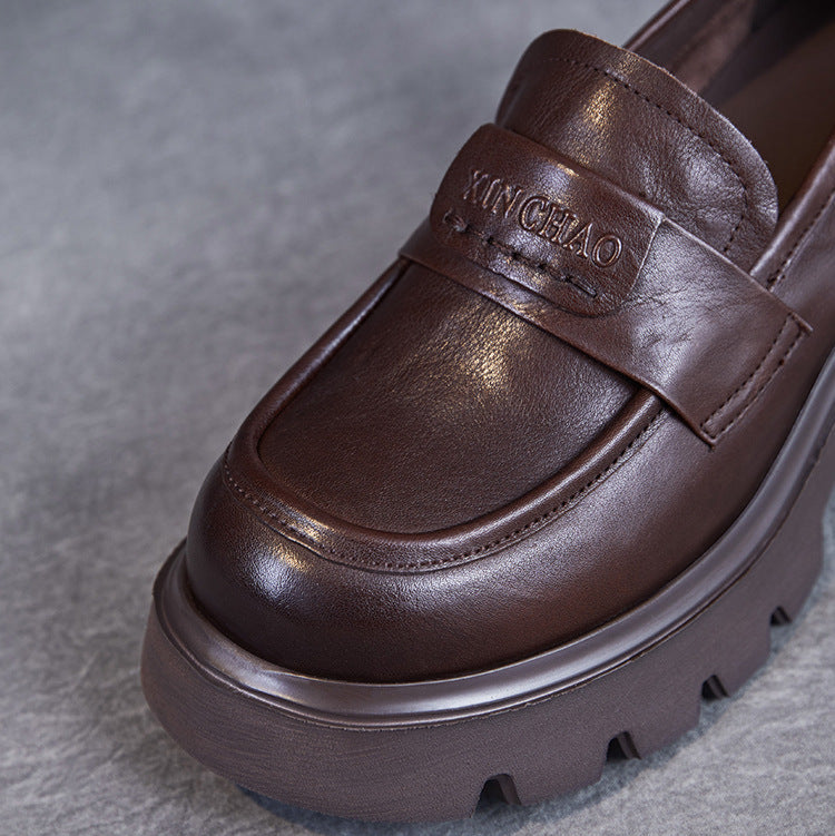 Minimalist Leather Loafers – Lightweight Platform Slip-Ons for Women