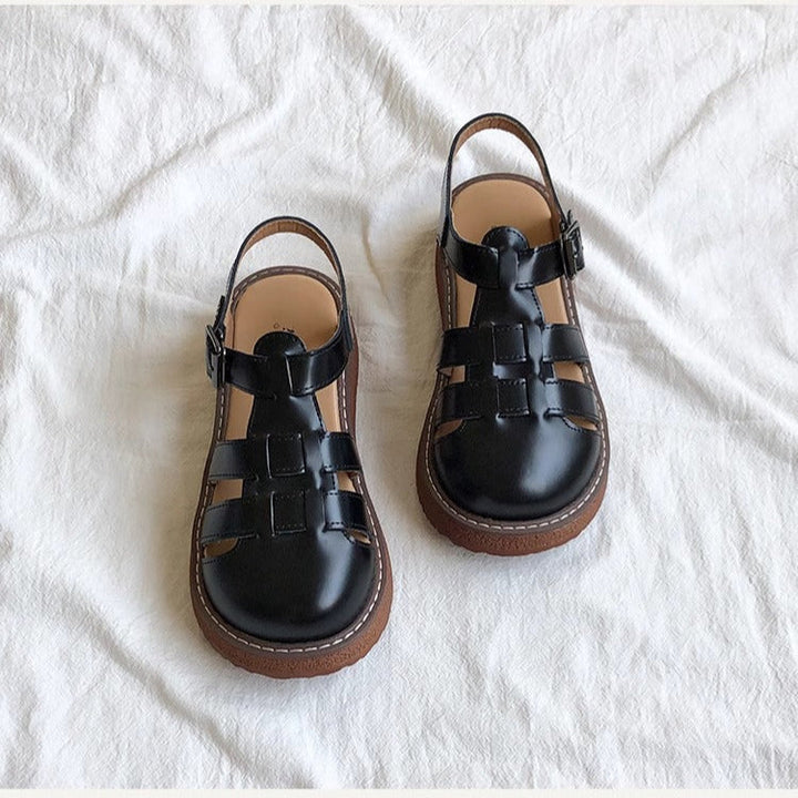Clearance Sale Women's Leather Closed Toe Round Sandals