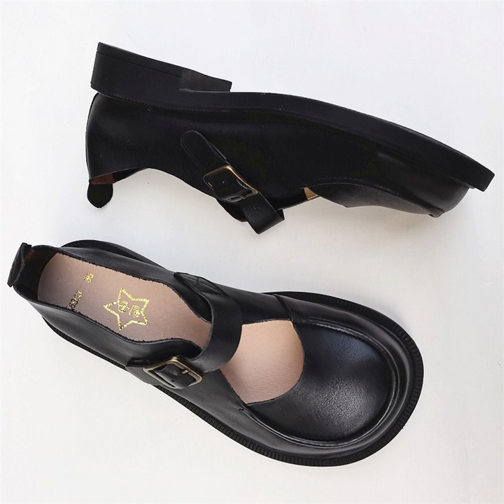 Genuine Leather Big Toe Box Breathable Non-Slip Handmade Mary Jane Women's Shoes