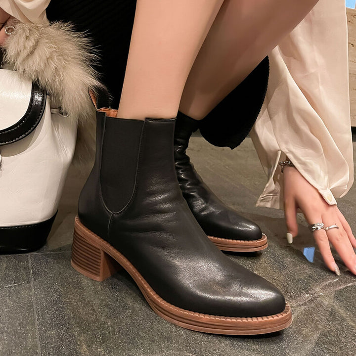 Women's Pointed Leather Handmade Chelsea Boot
