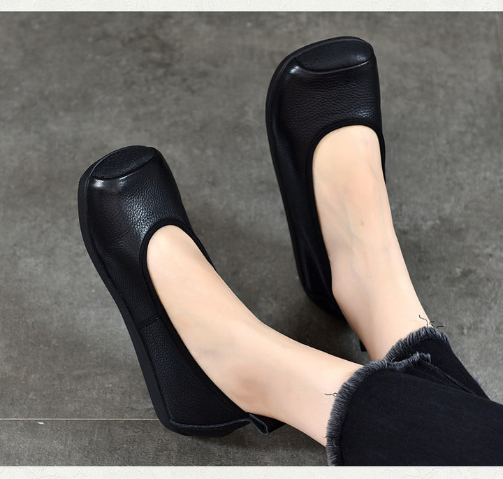 Comfortable Women's Slip-On Square-Toe Flats – Soft Casual Shoes