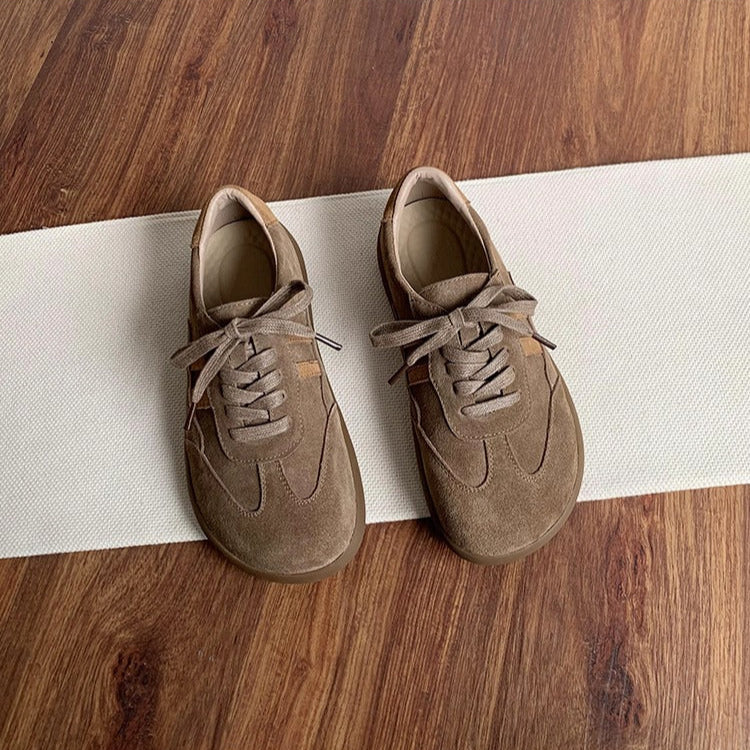 Women's Casual Cow Suede Lace-Up Sneakers – Comfortable & Stylish
