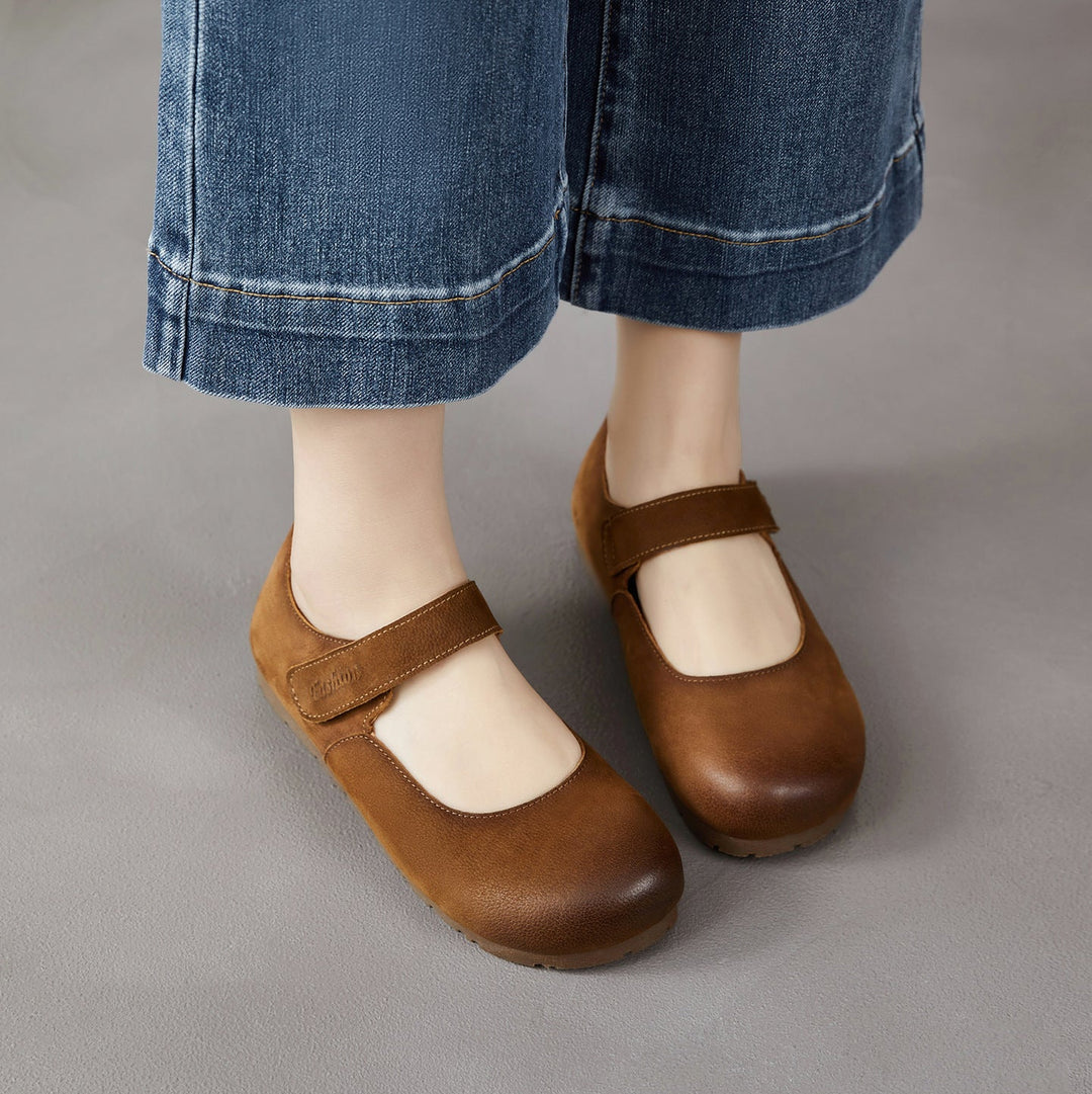 Women's Retro-Artistic Flat Mary Janes with Velcro Straps