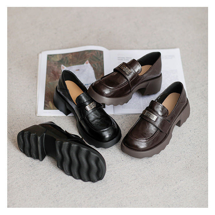 Women's Sheepskin Platform  Lightweight Casual Loafers
