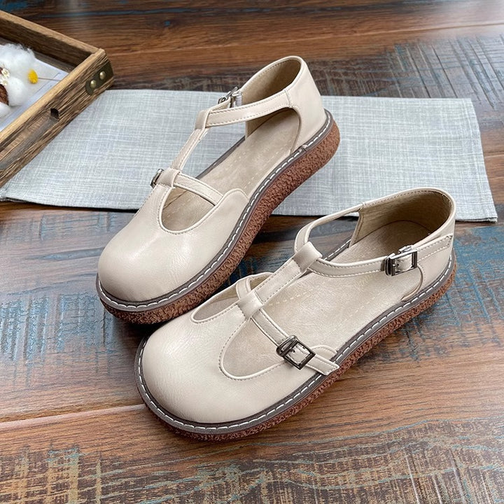 Womens Mori Literary Style Closed Toe Side Hollow Sandals