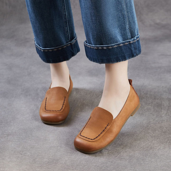 Women's Leather Soft-Sole Retro Casual Flats — Everyday Walking Shoes