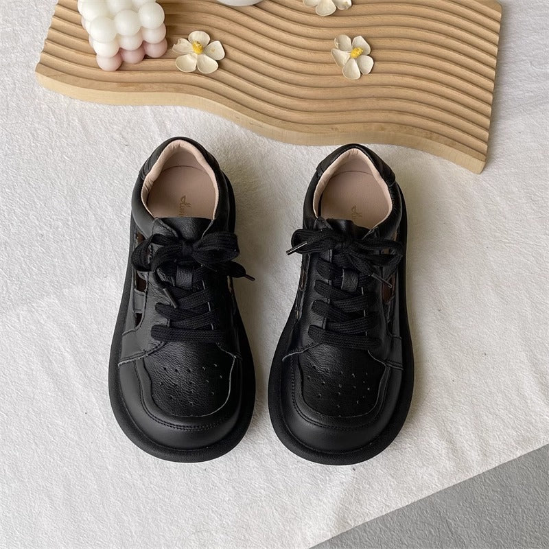 Women's Comfortable Cut-Out Leather Sneaker Sandals – Flat & Casual Everyday Style