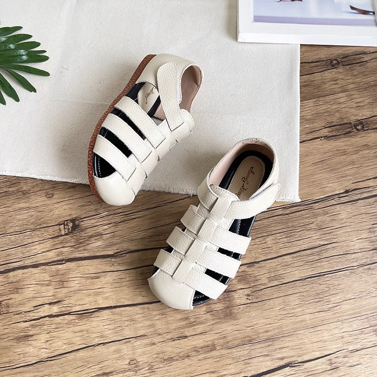 Women's Soft Leather Closed-Toe Fisherman Sandals – Casual & Breathable