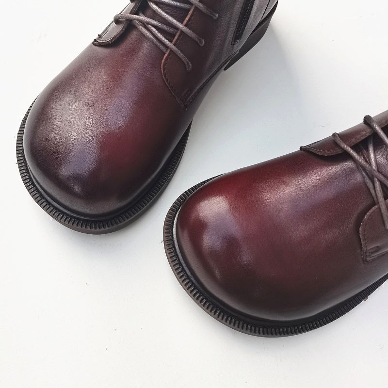 Women's Leather Shearling Ankle Boots – Wide Toe Winter Warm Boots