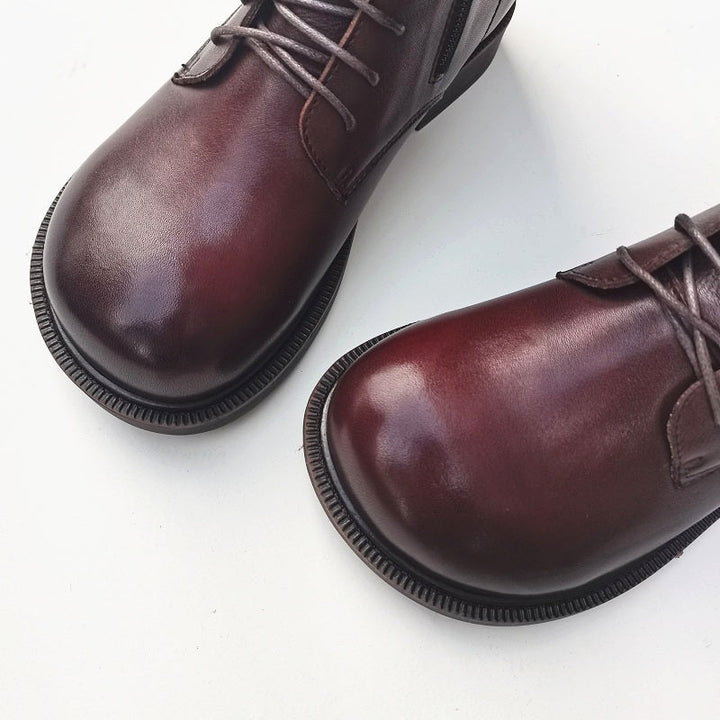 Women's Leather Shearling Ankle Boots – Wide Toe Winter Warm Boots