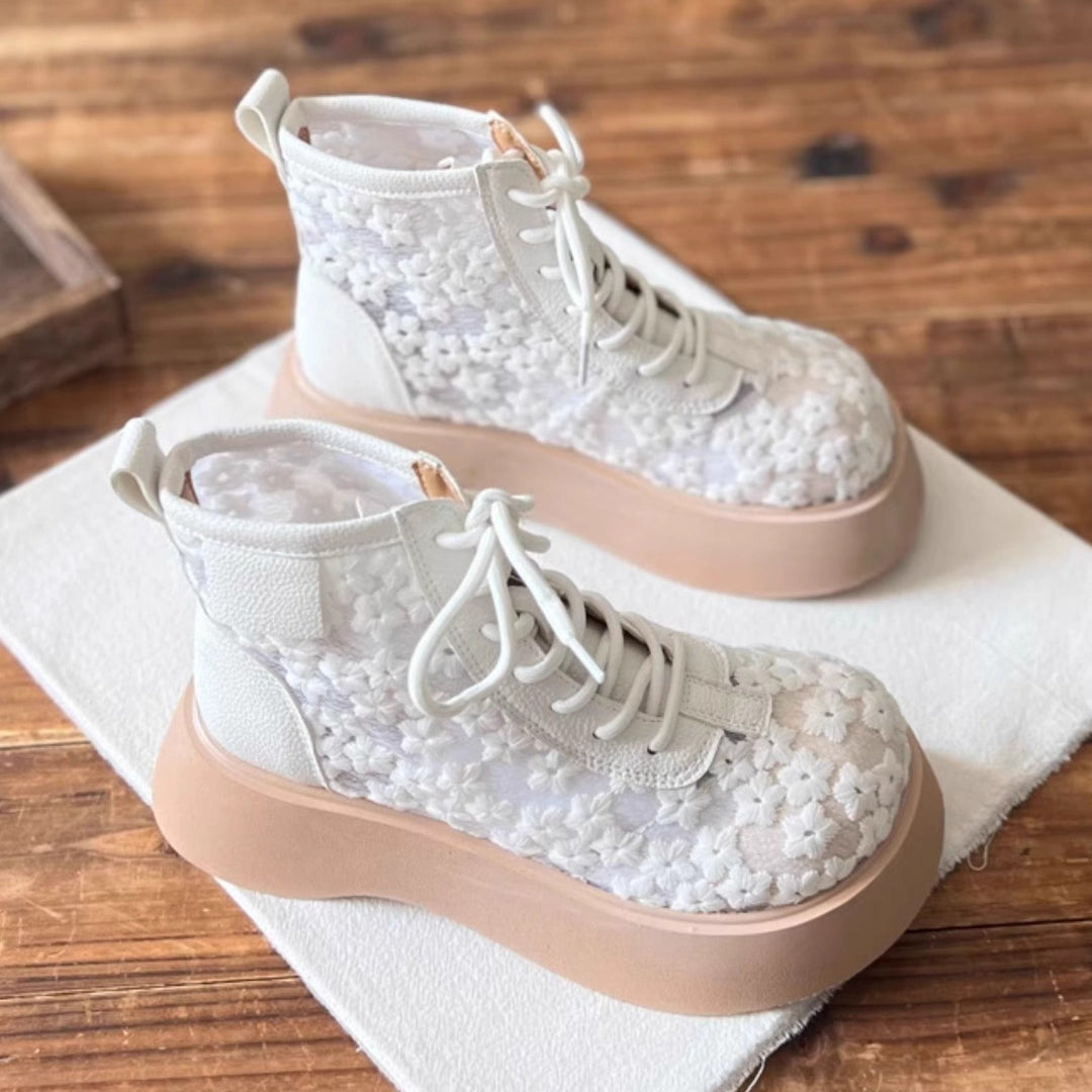 Women's Literary Style Summer Lace Mesh Platform Boots