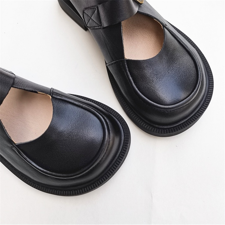Genuine Leather Big Toe Box Breathable Non-Slip Handmade Mary Jane Women's Shoes