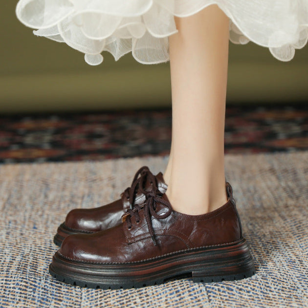 Women's Platform Lace-up Casual Loafers