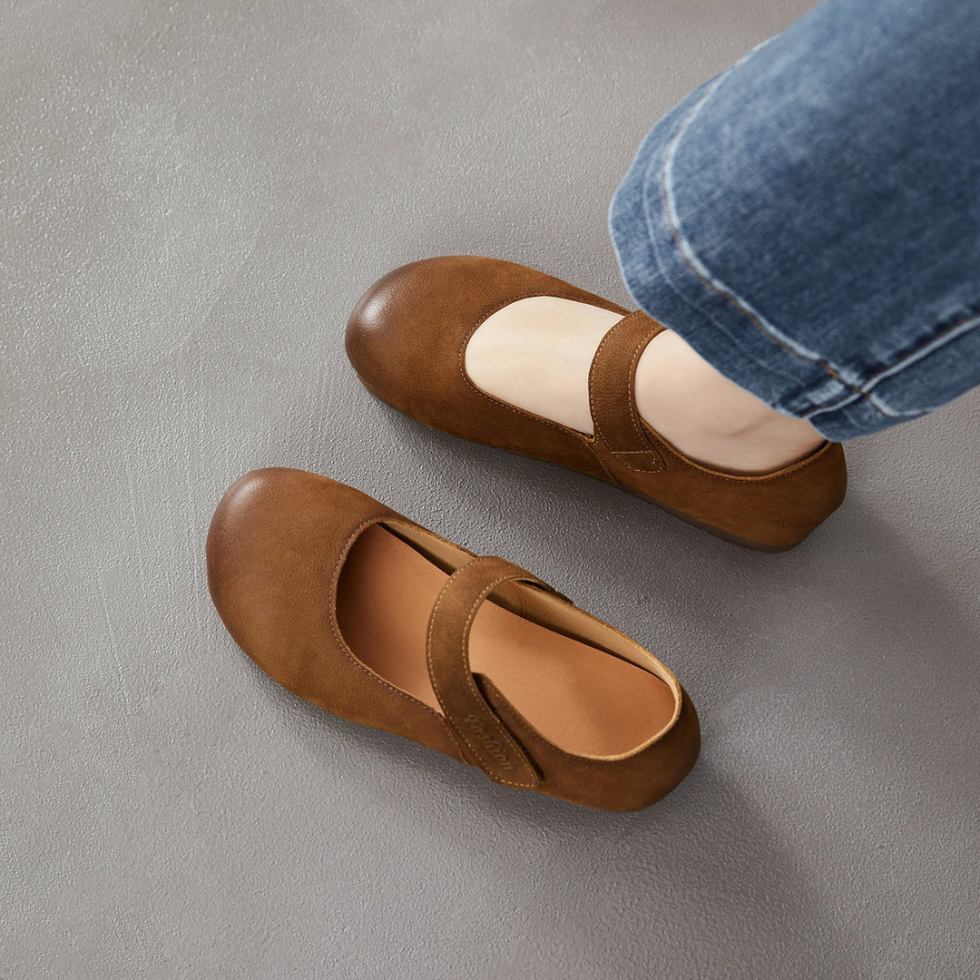 Women's Retro-Artistic Flat Mary Janes with Velcro Straps