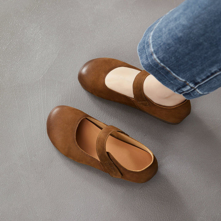 Women's Retro-Artistic Flat Mary Janes with Velcro Straps