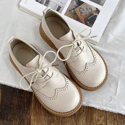 Retro Lace-Up Thick-Sole Women's Shoes Big Head Doll British Leather Shoes Mori Girl