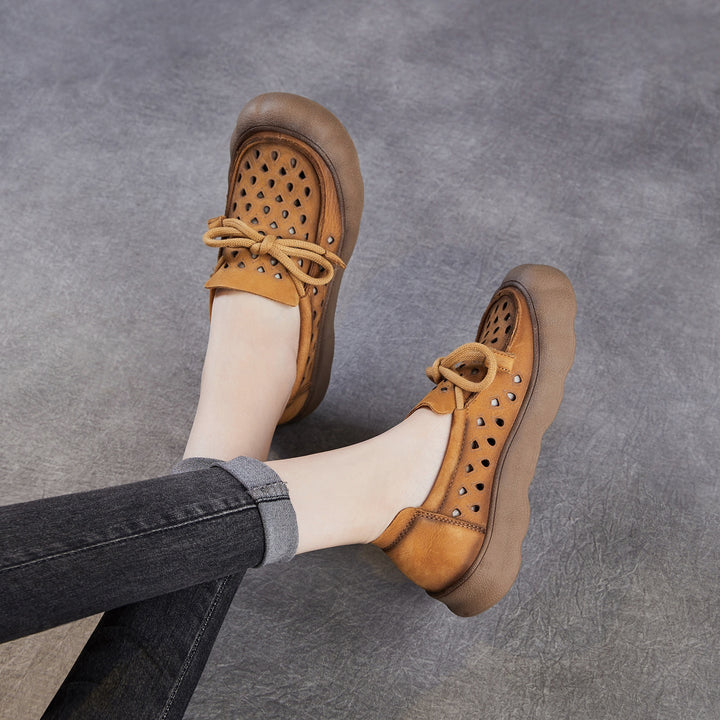 Women's Leather Slip-on Flats — Summer Cutout Style