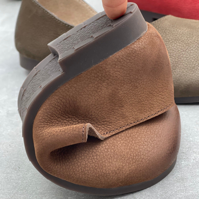 Women’s Handmade Leather Slip-On Flats – Asymmetric Comfortable Casual Shoes