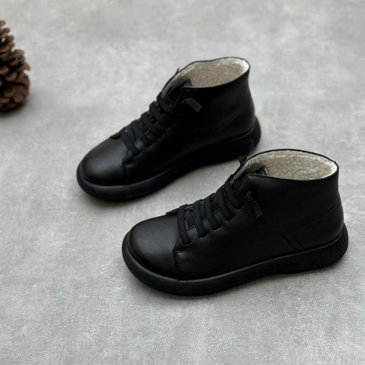 Women's Casual Leather Ankle Boots – Flat Comfortable Short Boots