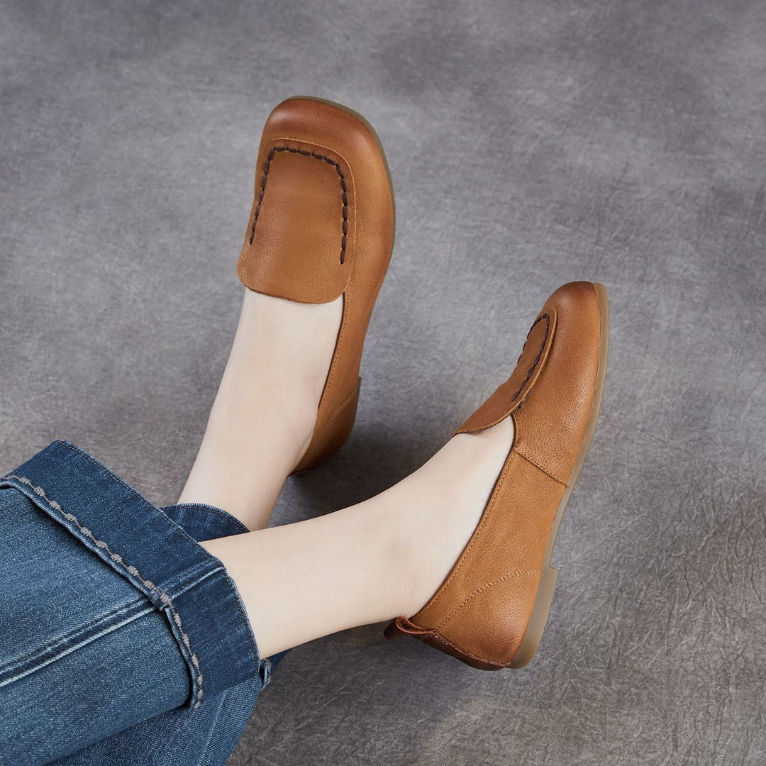 Women's Leather Soft-Sole Retro Casual Flats — Everyday Walking Shoes