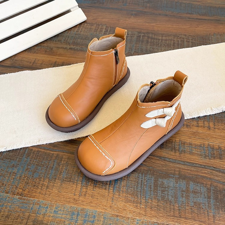 Women's Everyday Casual Ankle Boots – Patchwork Design with Side Zip