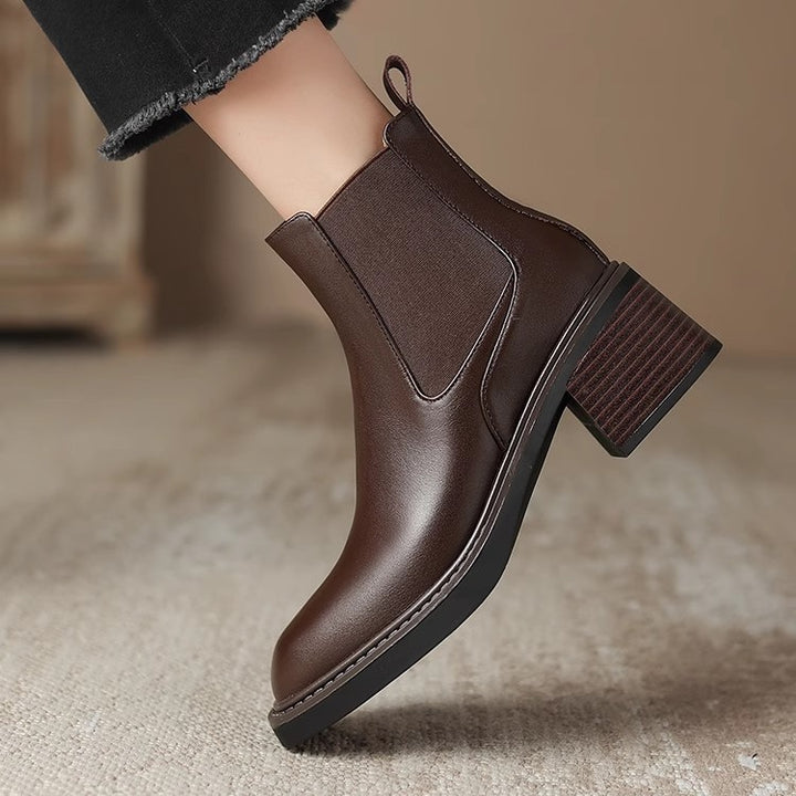 Women's Square Toe Chunky Heel Chelsea Boots