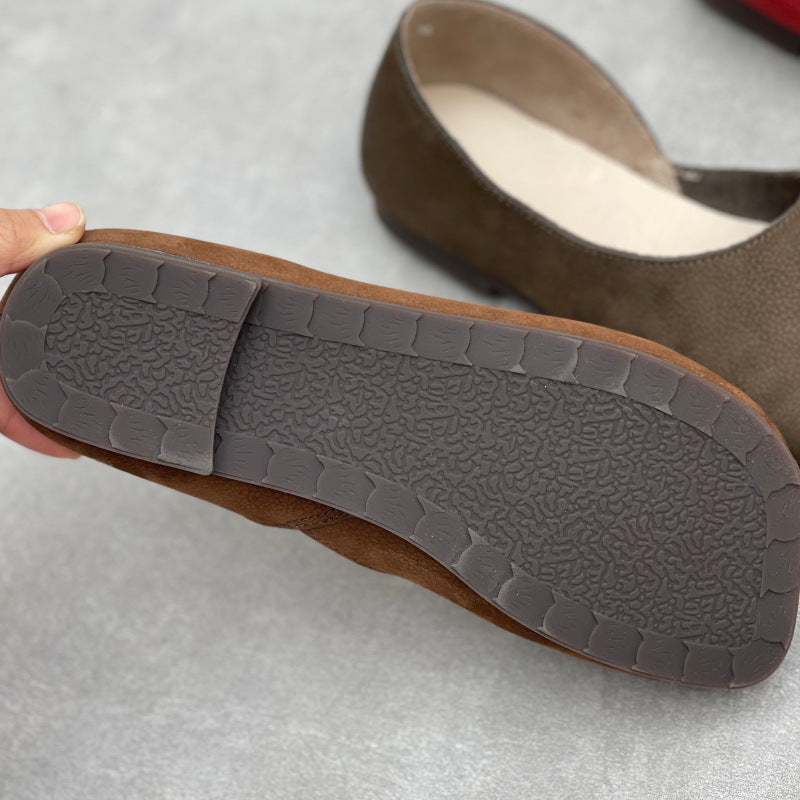 Women’s Handmade Leather Slip-On Flats – Asymmetric Comfortable Casual Shoes