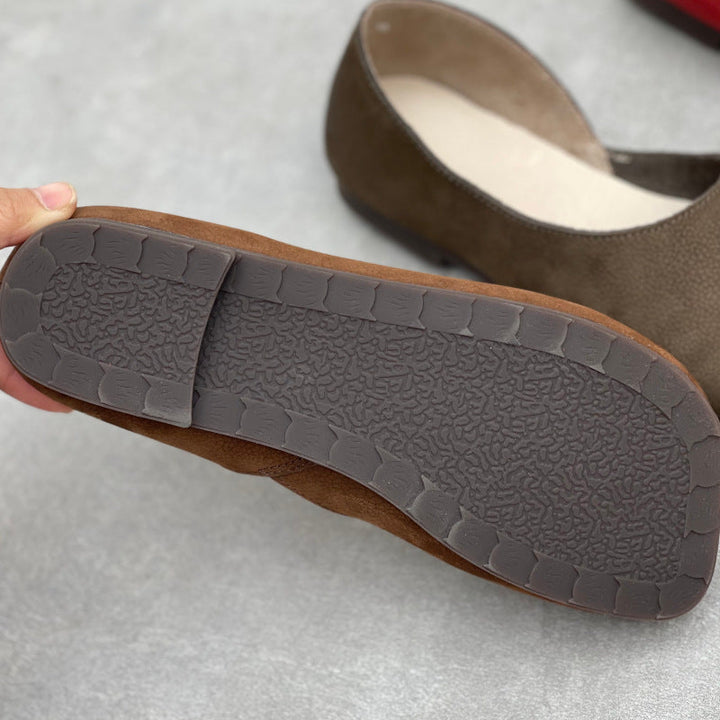 Women’s Handmade Leather Slip-On Flats – Asymmetric Comfortable Casual Shoes