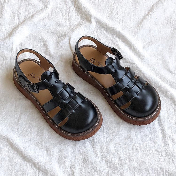Clearance Sale Women's Leather Closed Toe Round Sandals
