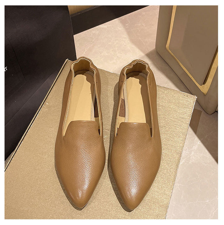 Comfortable Women's Leather Slip-On Flats – Pointed-Toe Everyday Shoes
