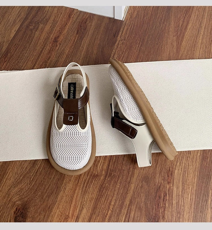 Women's Breathable Mesh Patchwork Sandals – Summer Casual Flat Shoes