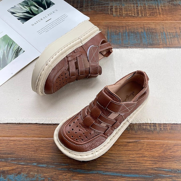 Women's Ugly-Cute Chunky Leather Sandals – Summer Cut-Out & Breathable Design