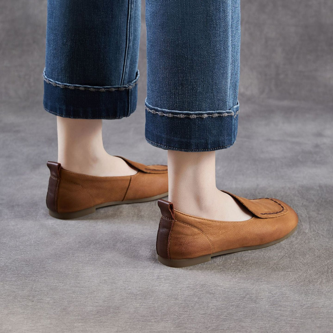 Women's Leather Soft-Sole Retro Casual Flats — Everyday Walking Shoes