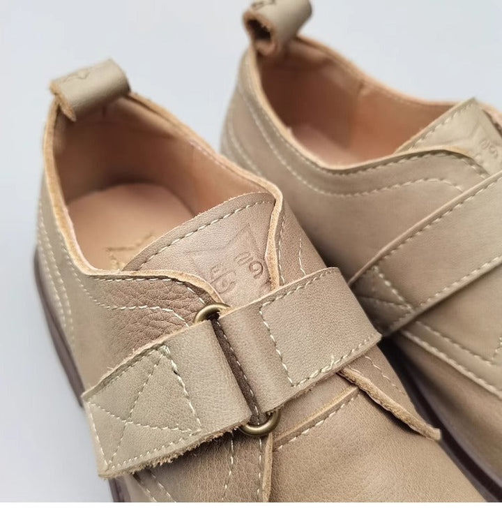 Womens Genuine Leather JK Uniform Shoes Loafers for Wide & Fat Feet