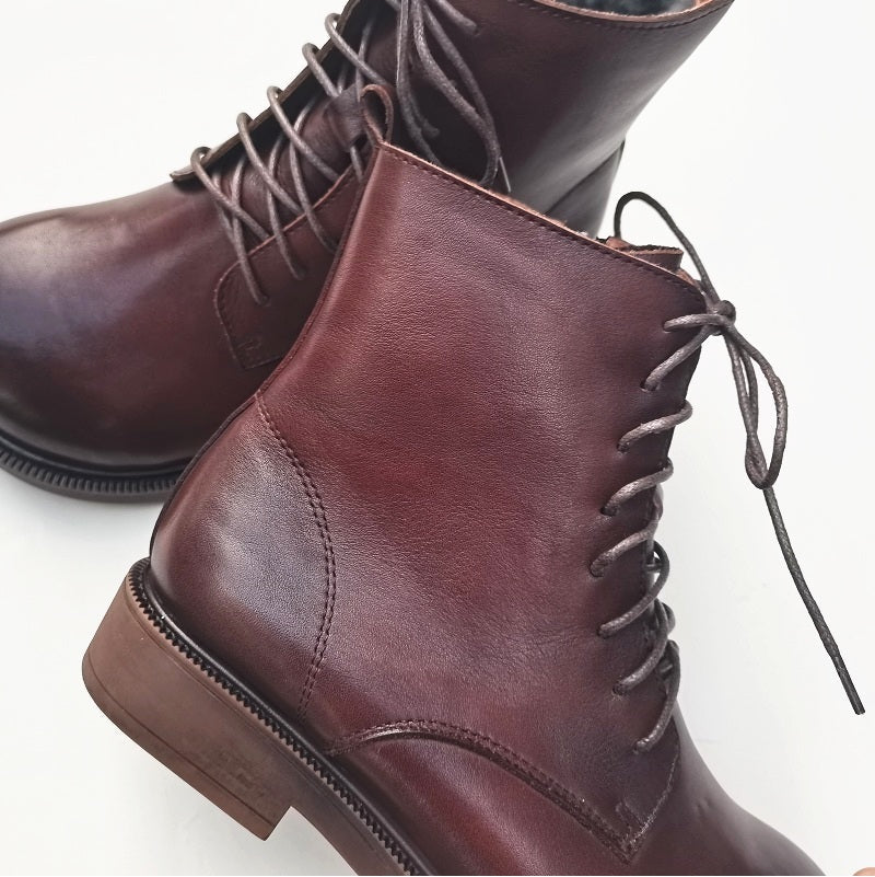 Women's Leather Shearling Ankle Boots – Wide Toe Winter Warm Boots