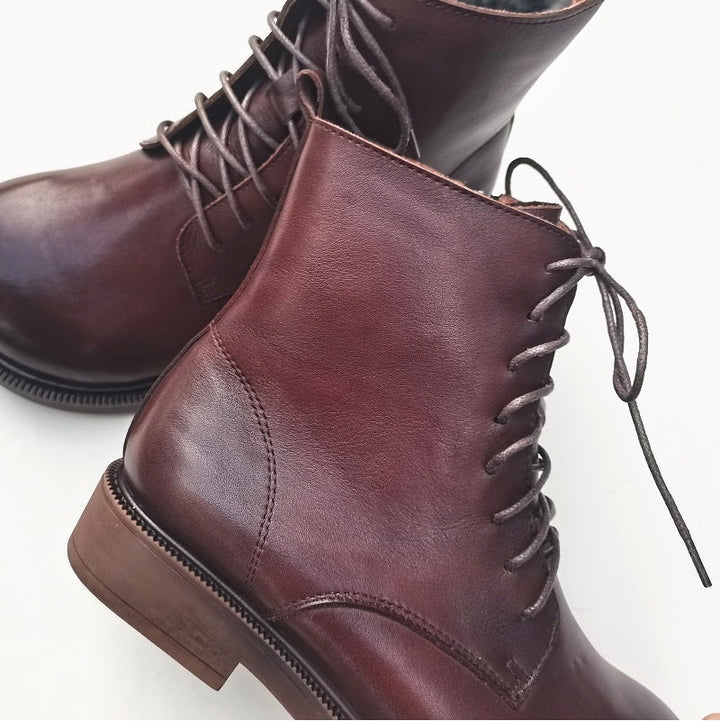 Women's Leather Shearling Ankle Boots – Wide Toe Winter Warm Boots