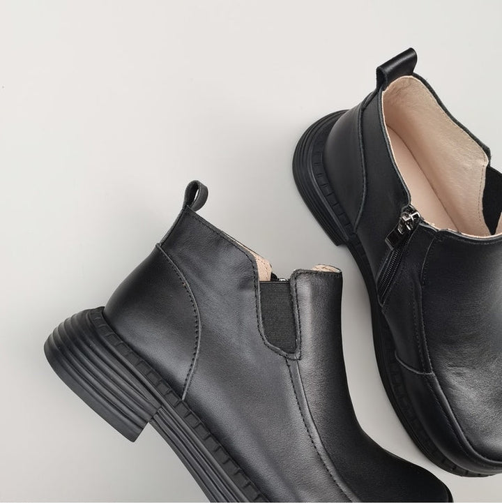 Women's British-Style Wide Toe Derby Boot – Soft Rubber Sole, Comfortable Fit