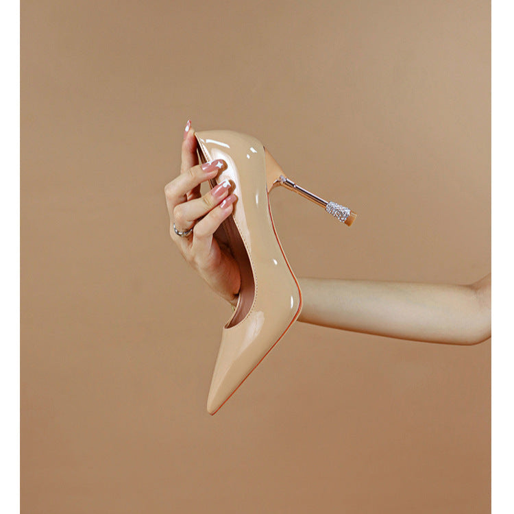 Women's Patent Leather Pointed Toe Stiletto Heels Pumps