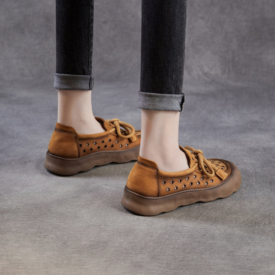 Women's Leather Slip-on Flats — Summer Cutout Style