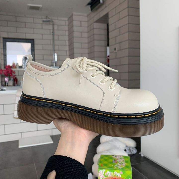Women's Chunky Platform Derby Shoes Retro Leather Oxford Loafers Lace Up Casual Shoes