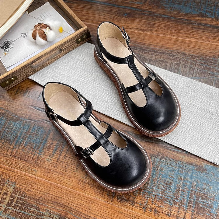 Womens Mori Literary Style Closed Toe Side Hollow Sandals