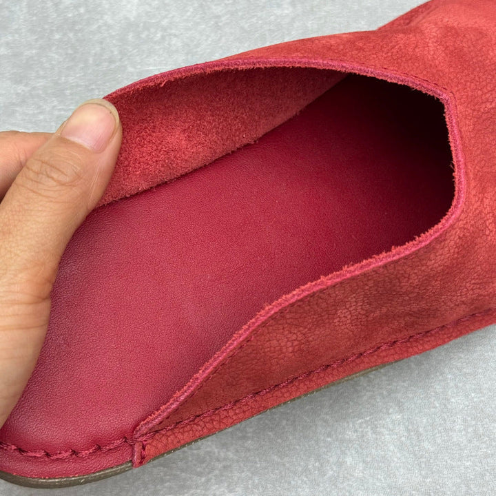 Minimalist V-Cut Cowhide Summer Mules Women's Leather Zen Flat Summer Slides