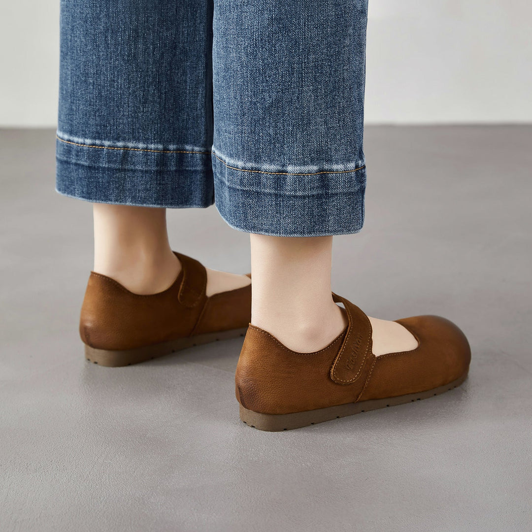 Women's Retro-Artistic Flat Mary Janes with Velcro Straps