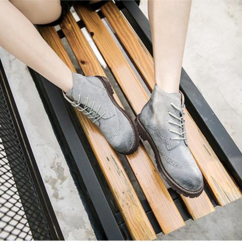 Women's Suede Lace Up Brogue Boots