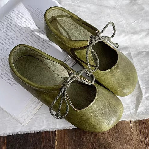 Women's Niche Literary Style Lace-Up Comfortable Non-Slip Flat Shoes