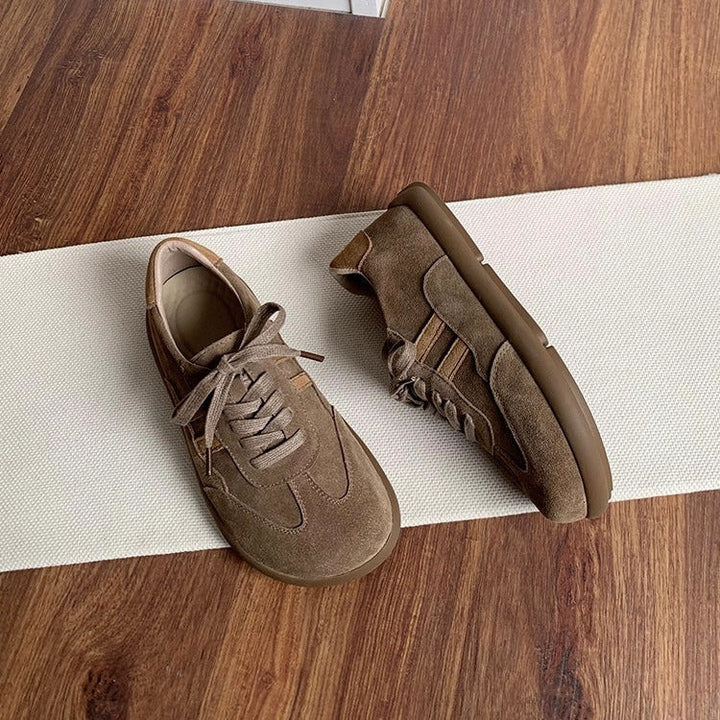 Women's Casual Cow Suede Lace-Up Sneakers – Comfortable & Stylish