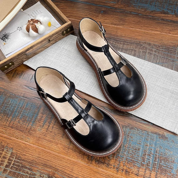 Womens Mori Literary Style Closed Toe Side Hollow Sandals