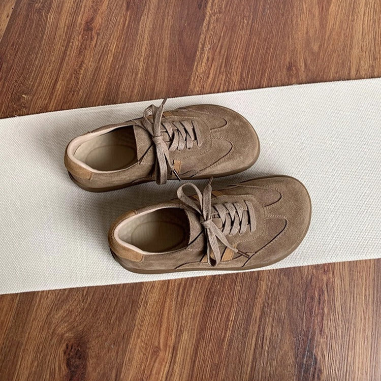Women's Casual Cow Suede Lace-Up Sneakers – Comfortable & Stylish