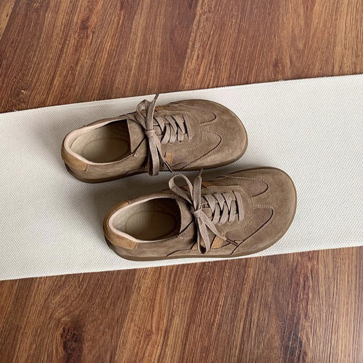 Women's Casual Cow Suede Lace-Up Sneakers – Comfortable & Stylish